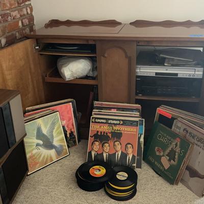 Media Cabinet W/ Record Player, DVD Player & Audio Visual Surround Sound System 