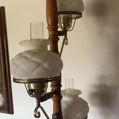 Vintage 3- Quilted Hurricane - 8ft Tension Pole Lamp (Not Tested)