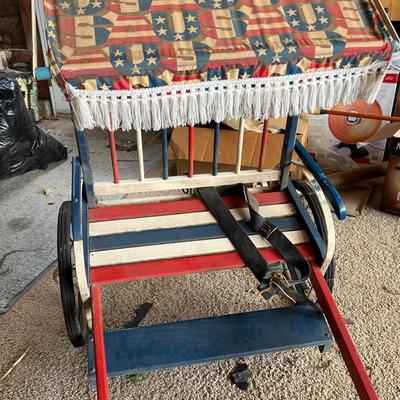 Vintage Pull Cart with Patriotic Theme