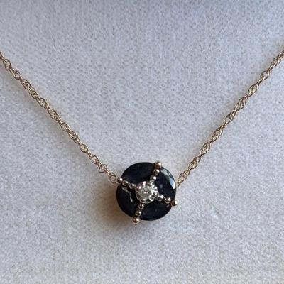 10K Dark Blue and 14K Chain