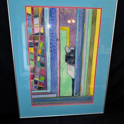 Tuxedo Cat Art Signed 
