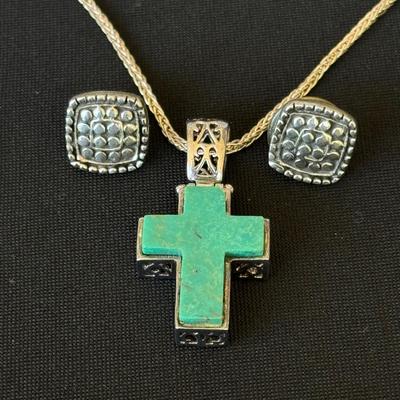 Sterling Cross and Earrings