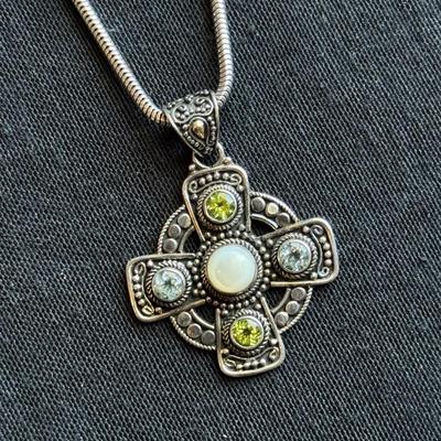 Sterling and 18K Cross Necklace