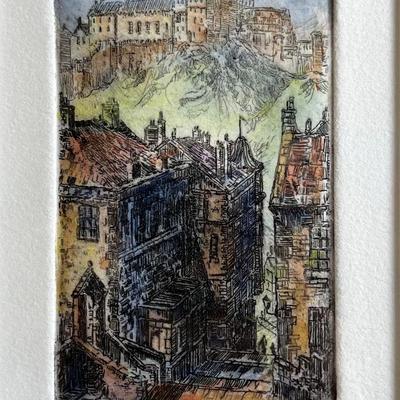 Edinburgh Castle Etching Signed Michael Bond