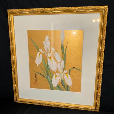 Gold Leaf Iris Signed 