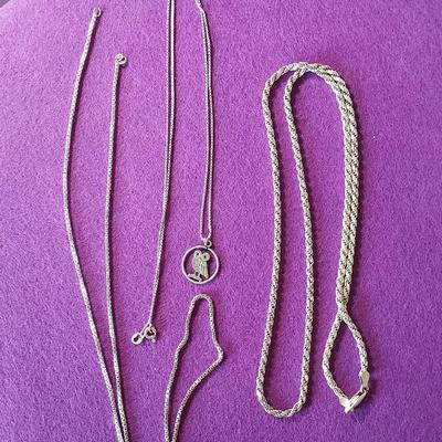 (3) Chains Sterling, Rope Chain .925, Owl Chain .925