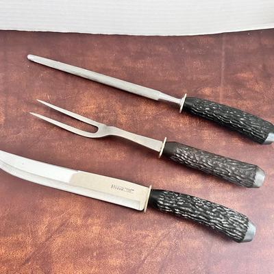 Ekco Eterna Unique Handle Carving Set Stainless Steel USA