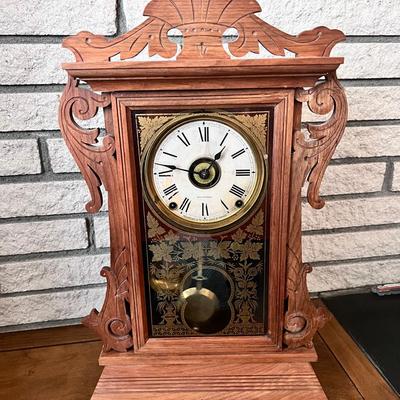 Seth Thomas Mantel Clock 2 Keys Glass Door Pendulum Works 