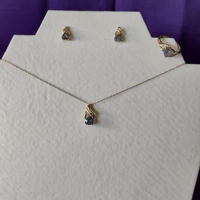 Fire Topaz Set Ring Sz 7, Necklace 10k Kay Jewelers