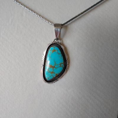 Spider Turquoise Sterling Necklace Chain Pendant 