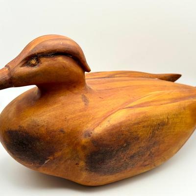 Signed 1976 Hand-Carved Wooden Duck Decoy by Lester Marable