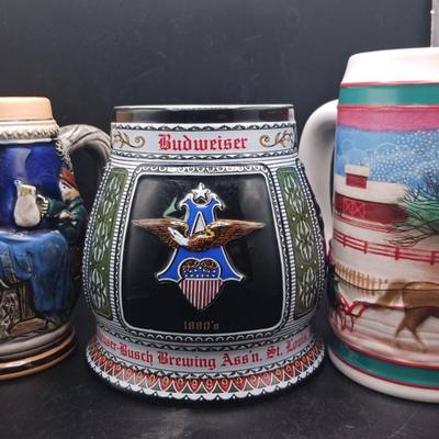 (3) Handmade Beer Steins