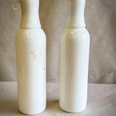 (2) Casoni Milk Glass Bottles With Drinking Cup Caps