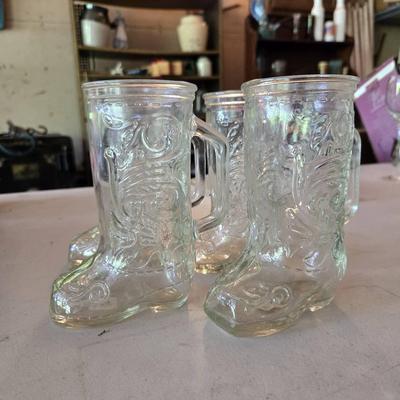 (4) Vintage Cowboy Boot Mugs