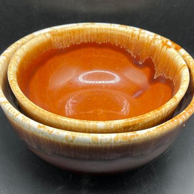 (2) Artful Pottery Rich Brown Glazed Nesting Bowls