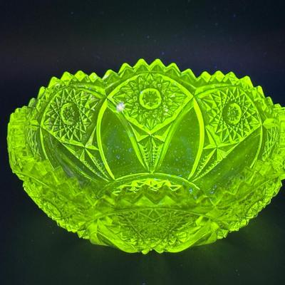 UV Reactive Pressed Glass Bowl