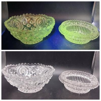 (2) Glass Bowls Glowing Green in UV