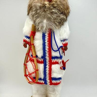Inuit-Style Doll with Snowshoes and Fur Trim