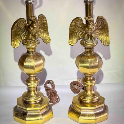 (2) Brass Eagle Table Lamps