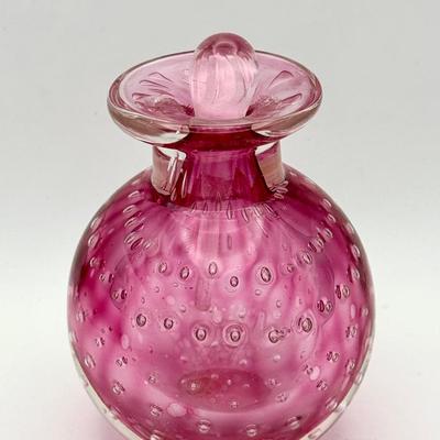 Pink Art Glass Perfume Bottle with Stopper