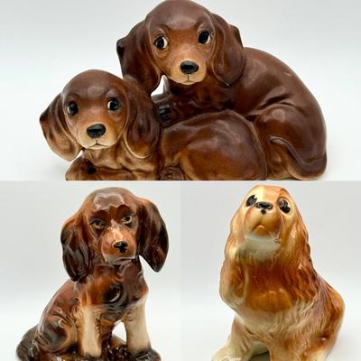 (3) Vintage Ceramic Dog Figurines