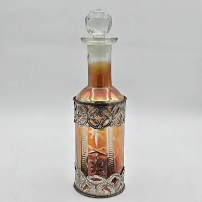 Vintage Glass Decanter with Metal Casing
