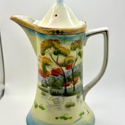 Antique Nippon Hand-Painted Porcelain Chocolate Pot