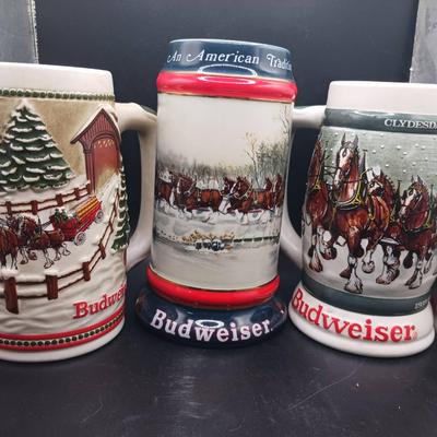 (3) Budweiser Beer Steins
