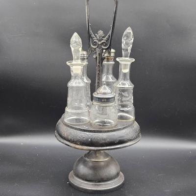 Antique Victorian Cruet Condiment Set-UV Reactive