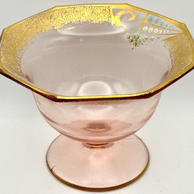 Vintage Tiffin Style Depression Glass Painted Bowl