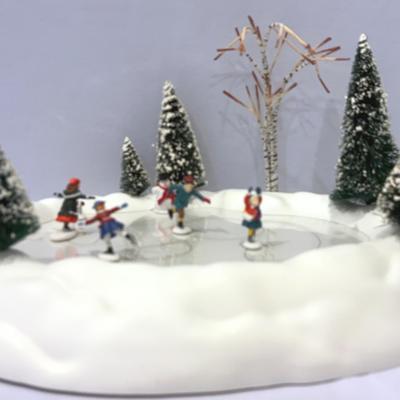 Dept.56-Snow Village- Pinewood Log Cabin, 56 Flavors Ice Cream Parlor, Animated Skating  Pond & More