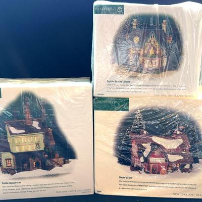 Dept 56 New England Village Series Castle Glassworks, Harper’s Farm, Captain Kinzie’s House