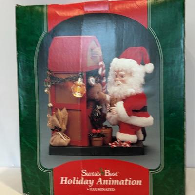 Santa's Best Dasher's Diner -vintage decoration w/ animated Santa feeding Reindeer - New In Box