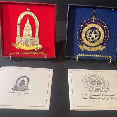 State Of Texas Capitol Ornaments : 1996 1st Edition And 1997