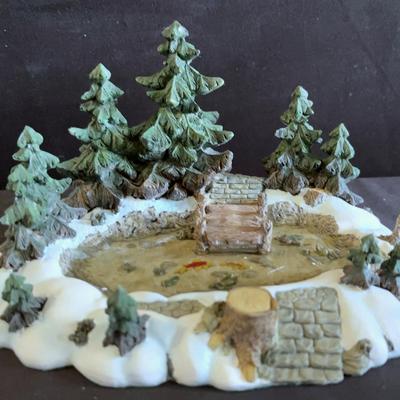 Dept.56- Snow Village, Village Pine, “Skaters&Skiers,Pole Pine Forest,Pine Point Pond”