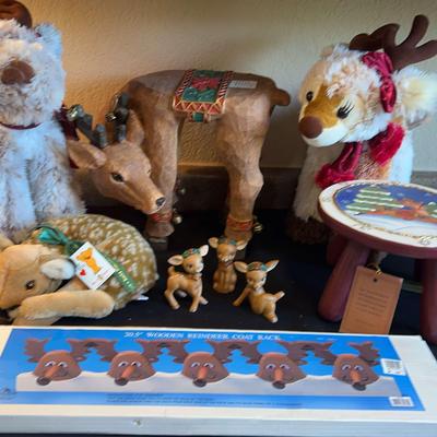 Reindeers - Plush Deers, Coat Rack, Plant Stand And Vintage Lefton Figurines 