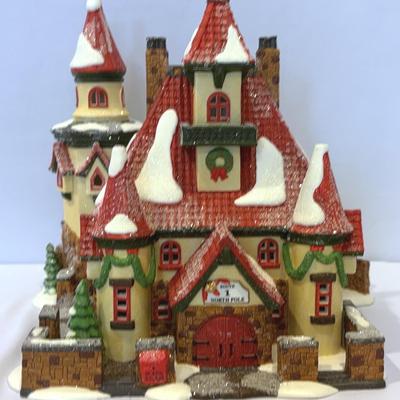 Dept.56-North Pole-Route 1,North Pole,Reindeer Barn,Elf Bunkhouse,Elves Set Of 4, Trees
