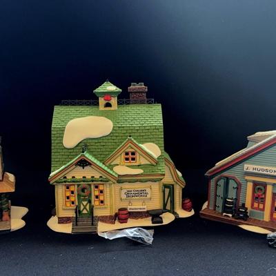 Dept 56 New England Village series Platt's Candles& Wax, Vanguilder’ Ironworks, J. Hudson Stoveworks