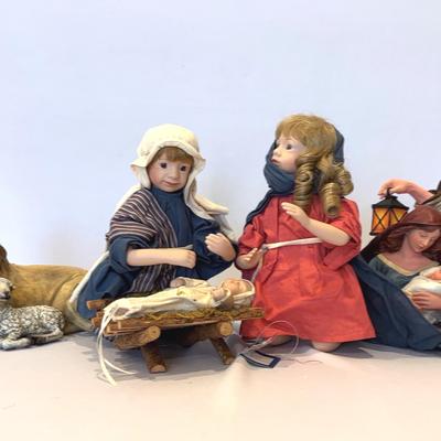 Holy Family Ashton-Drake Galleries Porcelain by Julie Good-Kruger, Nativity Figurines, Lamb/Lion