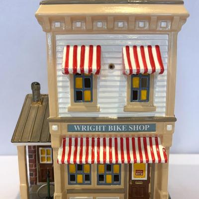 Dept.56-Holiday Gift Set-1224 Kissing Claus Lane (Thightly Packed In Box), Wright Bike Shop