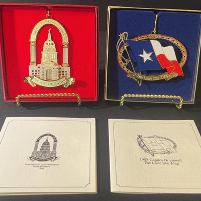 State Of Texas Capitol Ornaments : 1996 1st Edition & 1998 