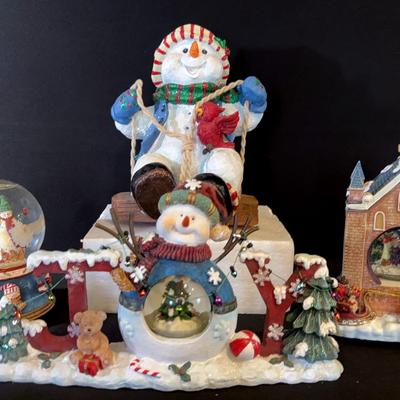 International Bazaar Christmas Waterglobe, Welcome To Winter & Joy Waterglobe, & Snowman