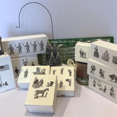 Dept.56-Heritage Village Accessories & Up Up & Away Snow Base With 5 Trees & Rod-missing Pieces