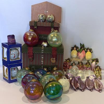 Ornaments & Christmas Box- Large Glass,Silver Crackle Glass, Fontanini Advent Calendar & More 