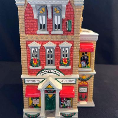 Dept 56 The Original Snow Village Rollerama Roller Rink, Marvel’s Beauty Salon, Finkleas Finery Shop