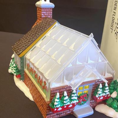DEPT. 56 ORGINAL SNOW VILLAGE - Greenhouse & The Secret Garden Florist + City Taxi and 2 figurines