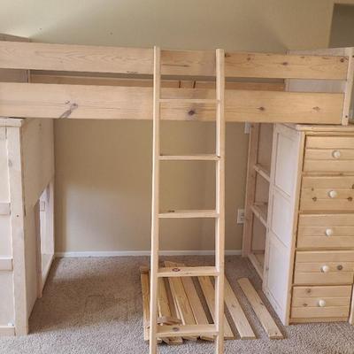 Loft Bed With Drawers, Shelves, and Desk