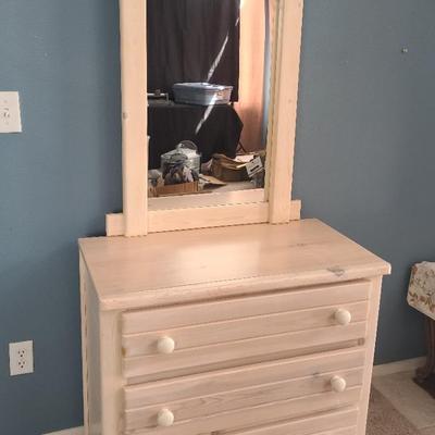 Wood Dresser and Mirror Set