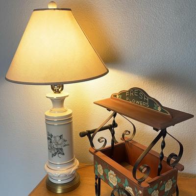 Floral Table Lamp And Fresh Flower Cart
