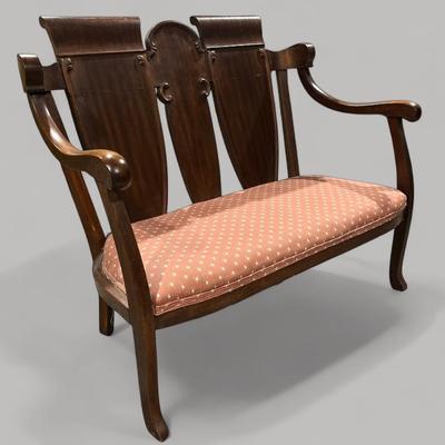Antique Carved Mahogany Framed Settee